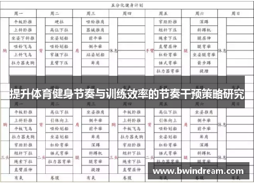 提升体育健身节奏与训练效率的节奏干预策略研究